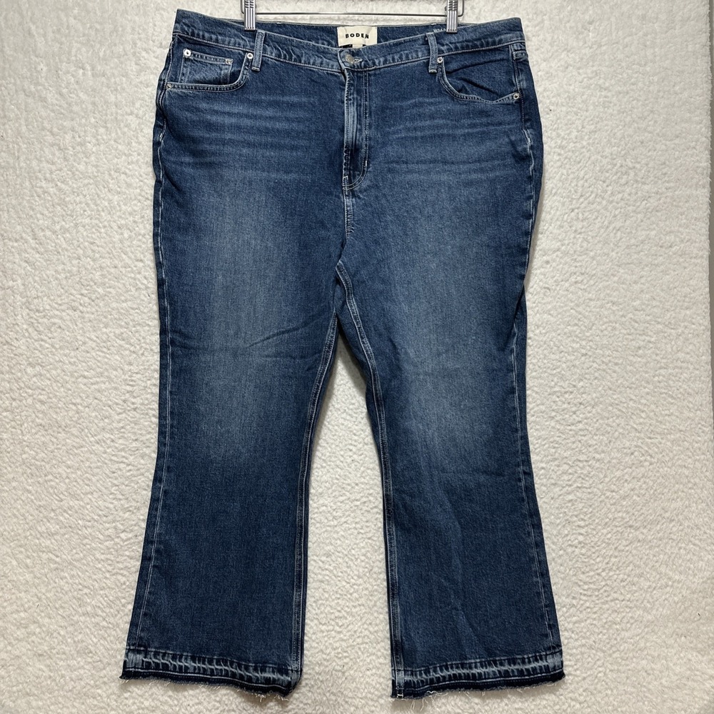 Boden Women's‎ Size 34 Mid Rise Baby Kick Flare Denim Jeans Belt Loops Pockets